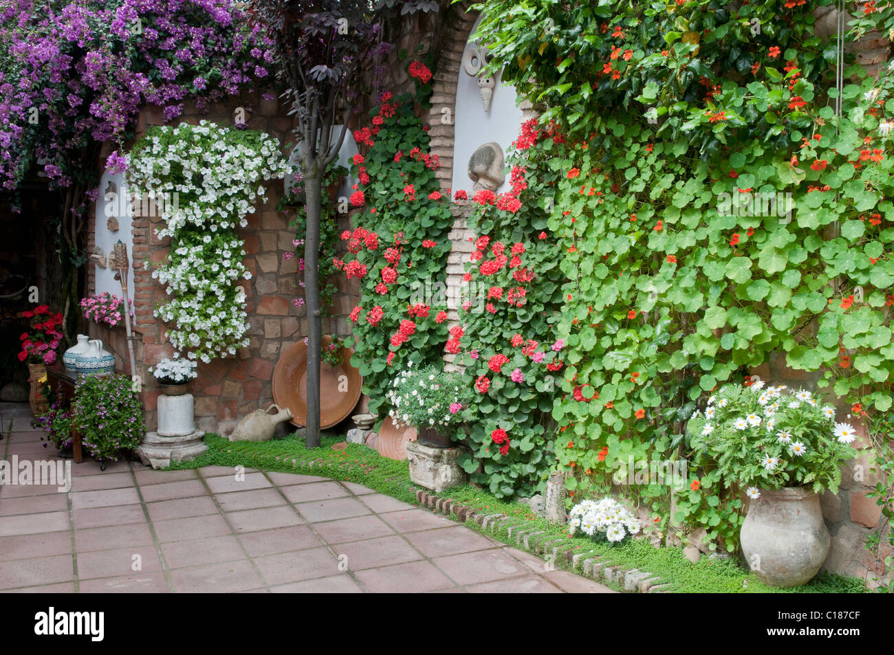 Floral Terrassen von Cordoba Spanien Stockfoto