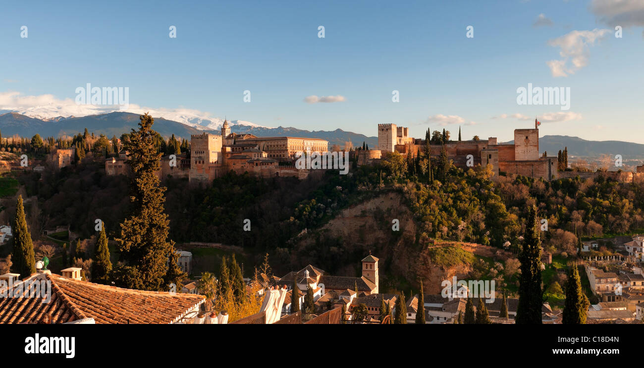 Panoramablick von der Alhambra in Granada, Spanien Stockfoto
