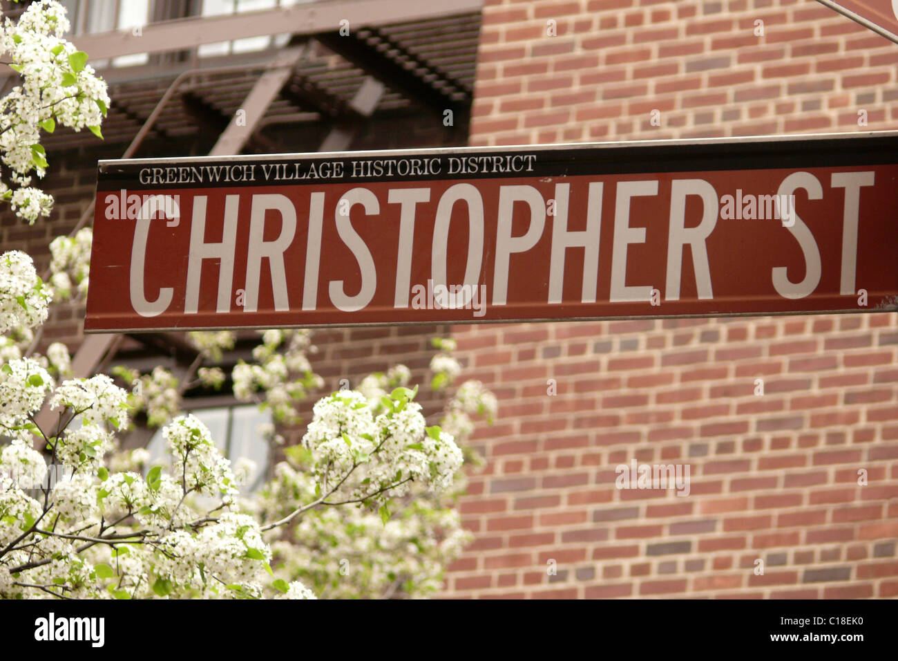 Straßenschild Christopher Street, Greenwich Village, Manhattan, New York City, USA Stockfoto