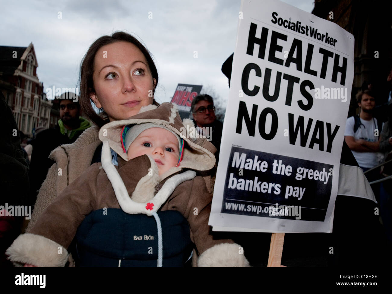 Nationalen Gesundheit Marsch von Royal London Hospital St. Barts Hospital Protest gegen Kürzungen zum Gesundheitswesen 2011 Stockfoto