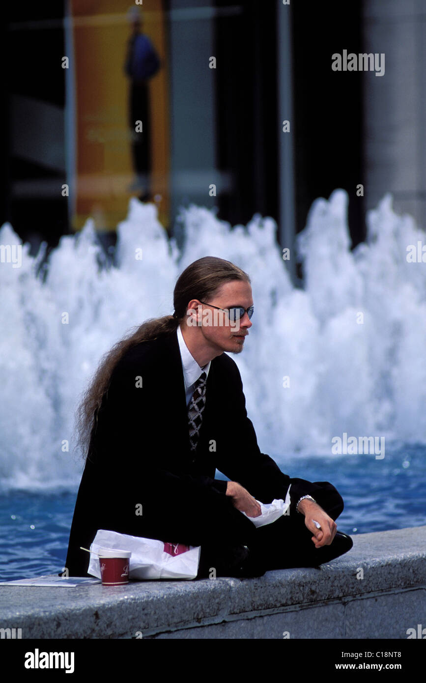 Vereinigte Staaten, New York City, Manhattan, Midtown, 6th Avenue / 50 Street, Gesicht, Time Life Building Stockfoto