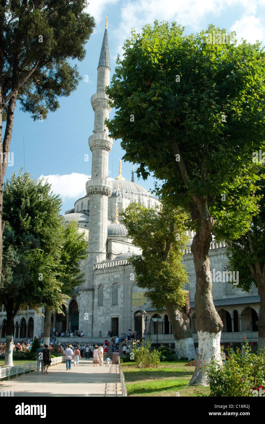 Minarett auf die Sultan-Ahmed-Moschee, Istanbul Stockfoto