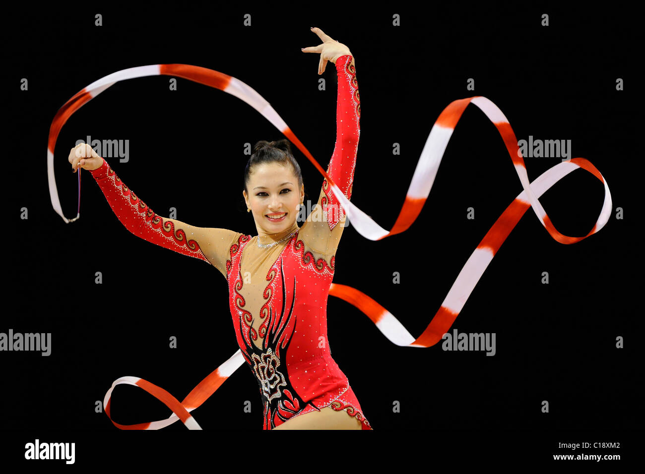 Rhythmische Gymnastik, Irina Risenzon, Israel, Berlin Masters 2008 Grand Prix, Berlin, Deutschland, Europa Stockfoto
