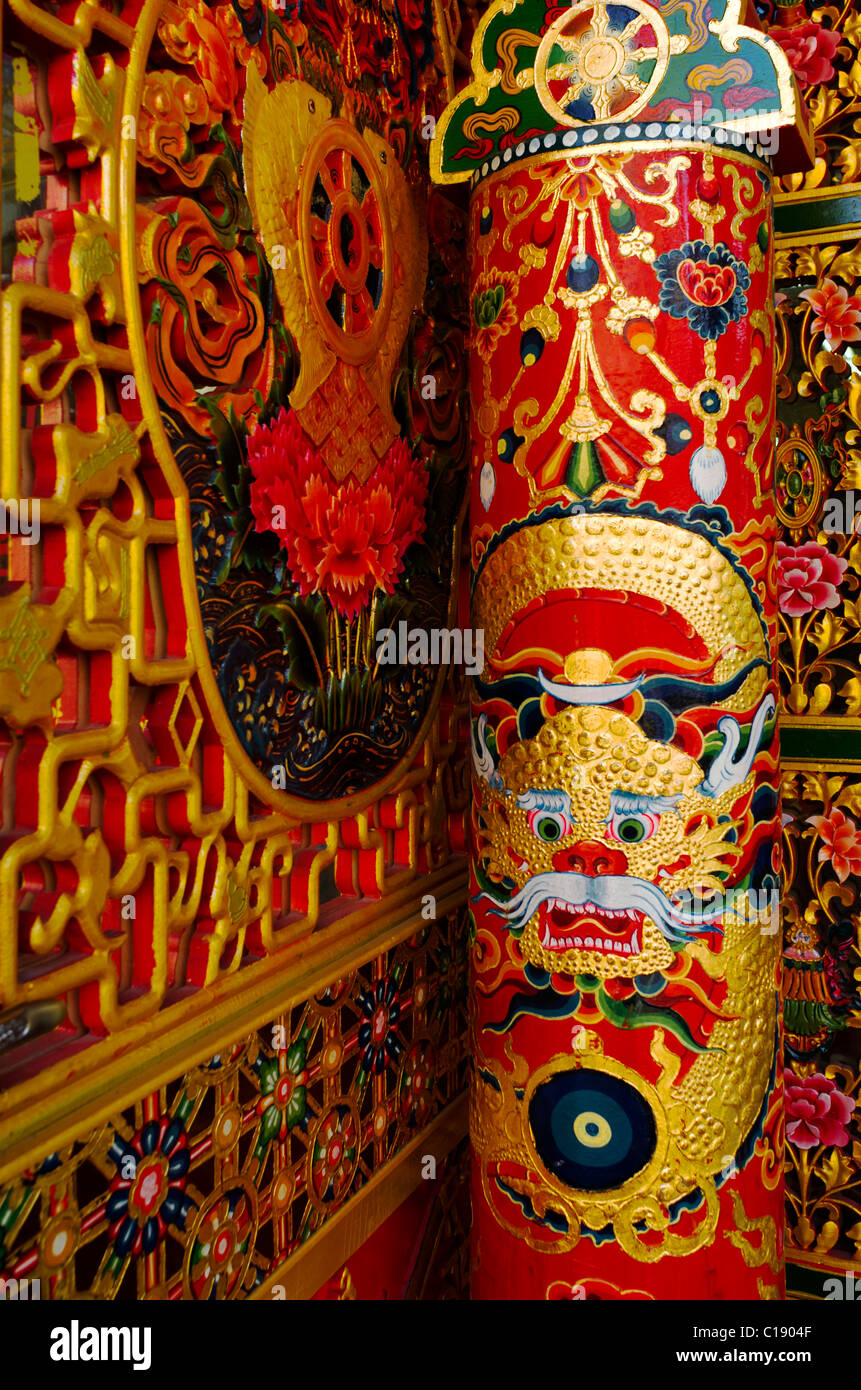 Tür. Tibetische Kunst. Tibet. China Stockfoto