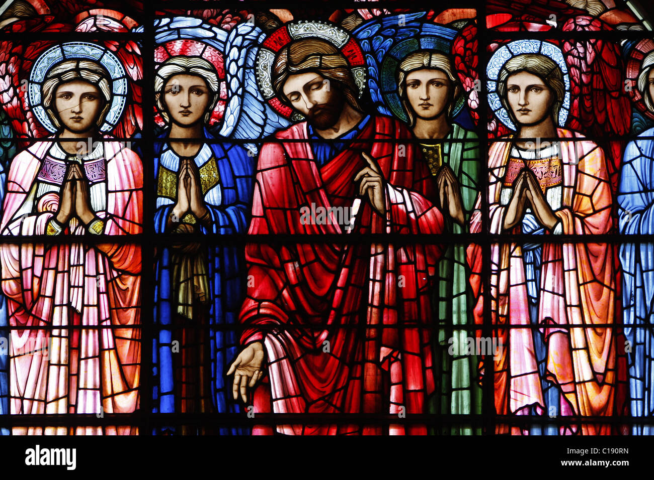 Glasfenster von der Himmelfahrt Jesu im St Philip es Cathedral, Birmingham Stockfoto