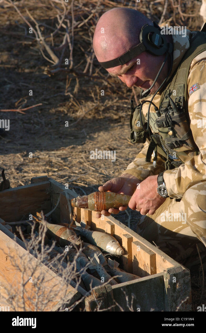 Waffen bestraft im Irak durch eine Armee Spürhund Stockfoto