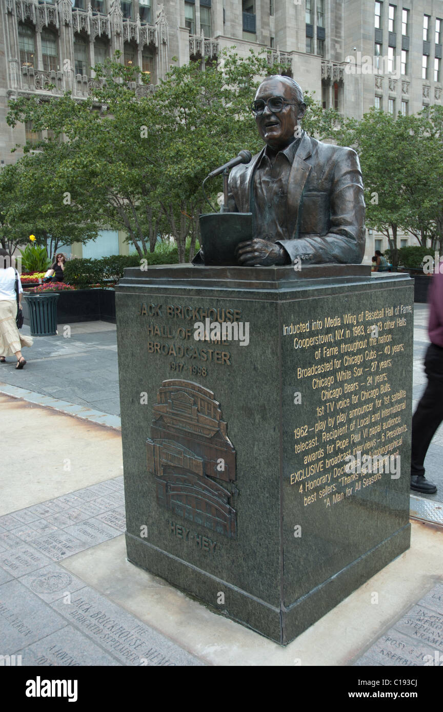 Bronze-Büste von Jack Brickhouse Hall of Fame Sender 1917-1998 Stockfoto