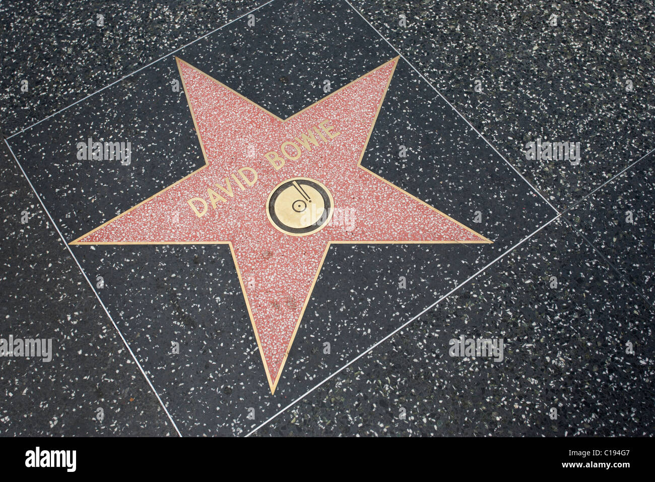 David Bowies Stern auf dem Walk of Fame in Hollywood, Los Angeles, USA. Stockfoto