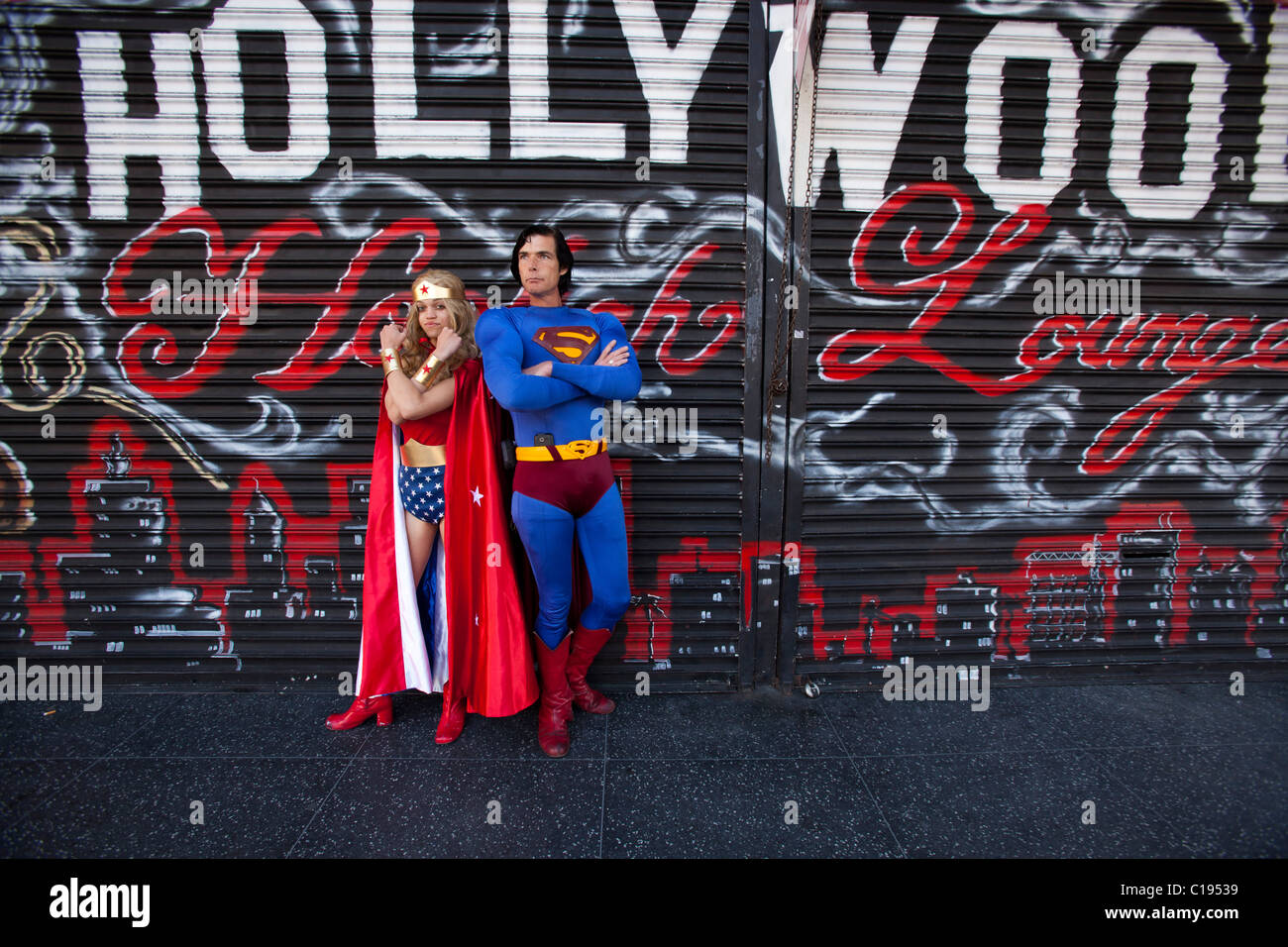 Superman-Imitator, Hollywood Boulevard, Hollywood, Los Angeles-Kalifornien, USA Stockfoto