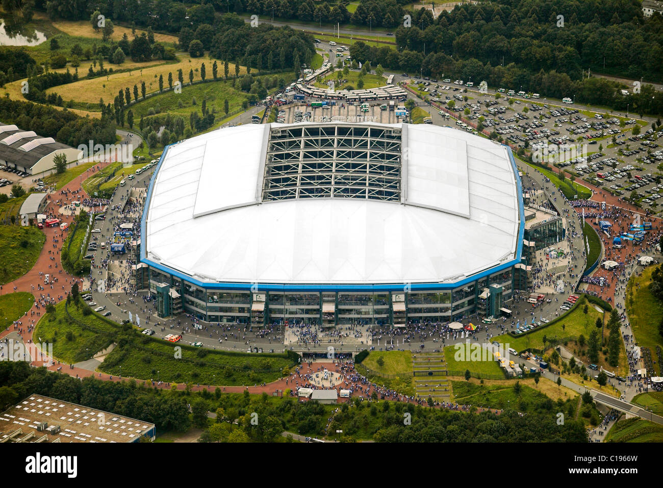 Luftaufnahme, Arena Auf Schalke, Schalke Arena, Veltins-Arena Gelsenkirchen Buer, Ruhrgebiet, Nordrhein-Westfalen Stockfoto