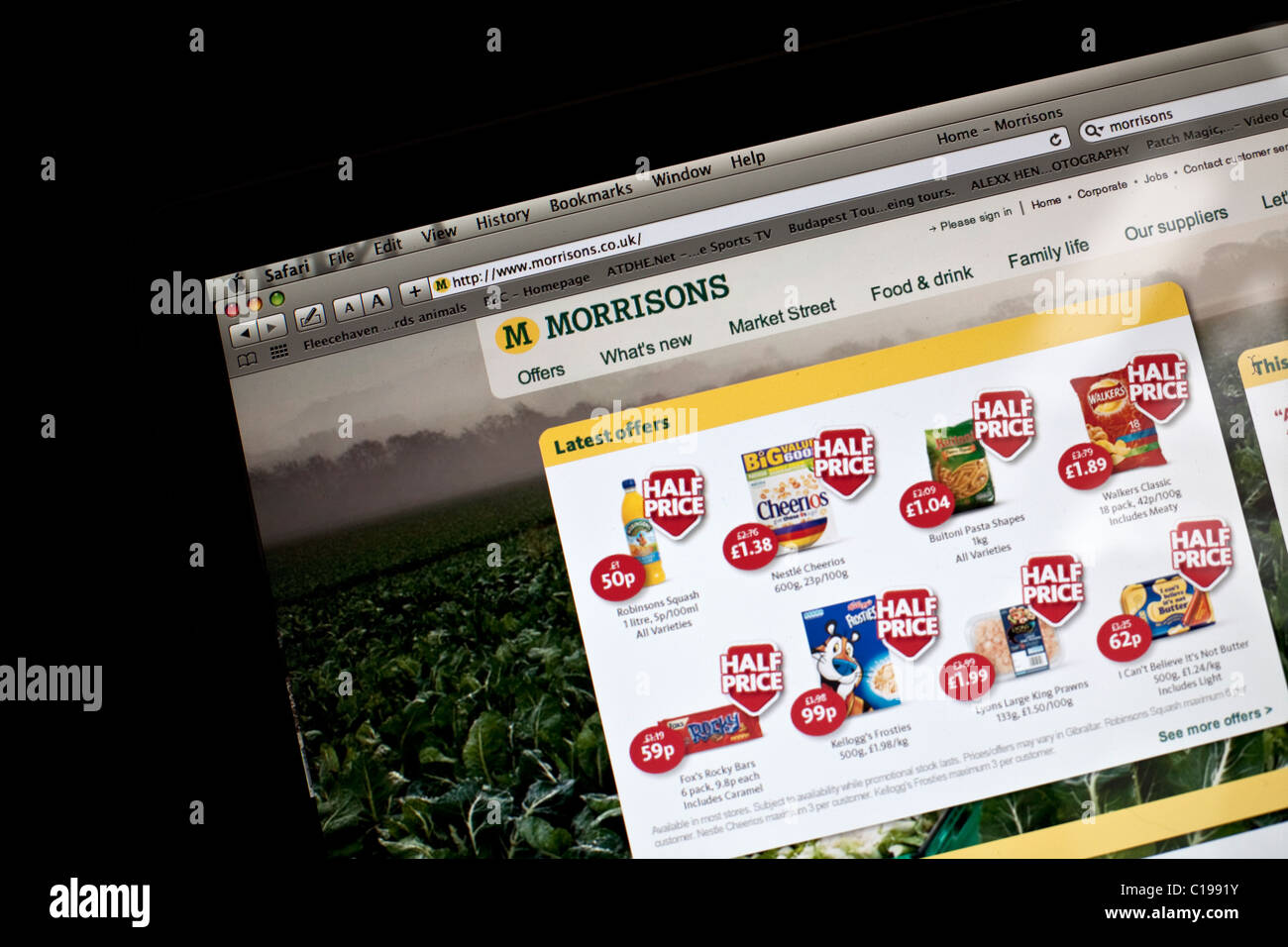 Morrisons Supermarkt Online-Shopping Startseite Stockfoto
