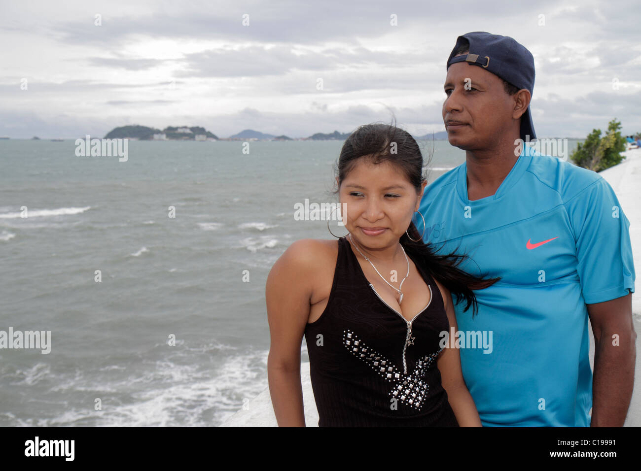 Panama, Lateinamerika, Mittelamerika, Panama City, Casco Viejo, San Francisco, Plaza de Francia, Las Bovedas, Bahia de Panama, Uferpromenade am Pazifik, Stockfoto