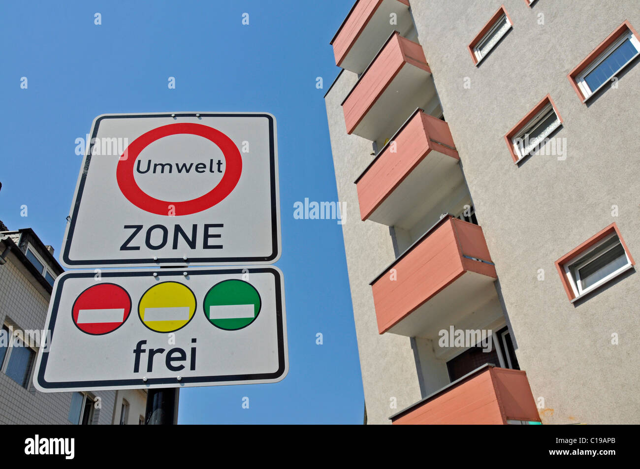 Low Emission Zone unterzeichnen, Köln, Nordrhein-Westfalen, Deutschland, Europa Stockfoto