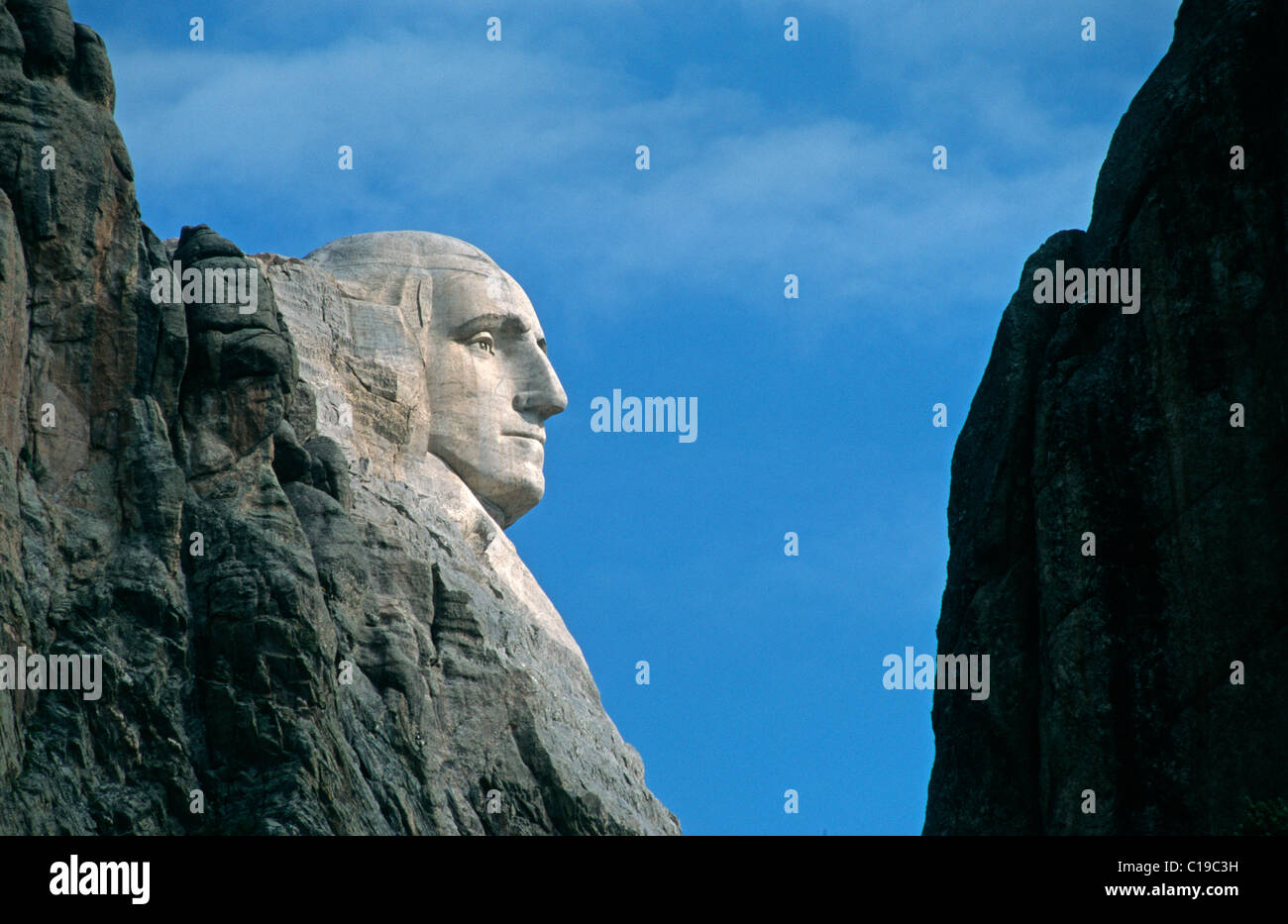 Mount Rushmore National Memorial, Denkmal, von der Seite, Black Hills, South Dakota, USA Stockfoto