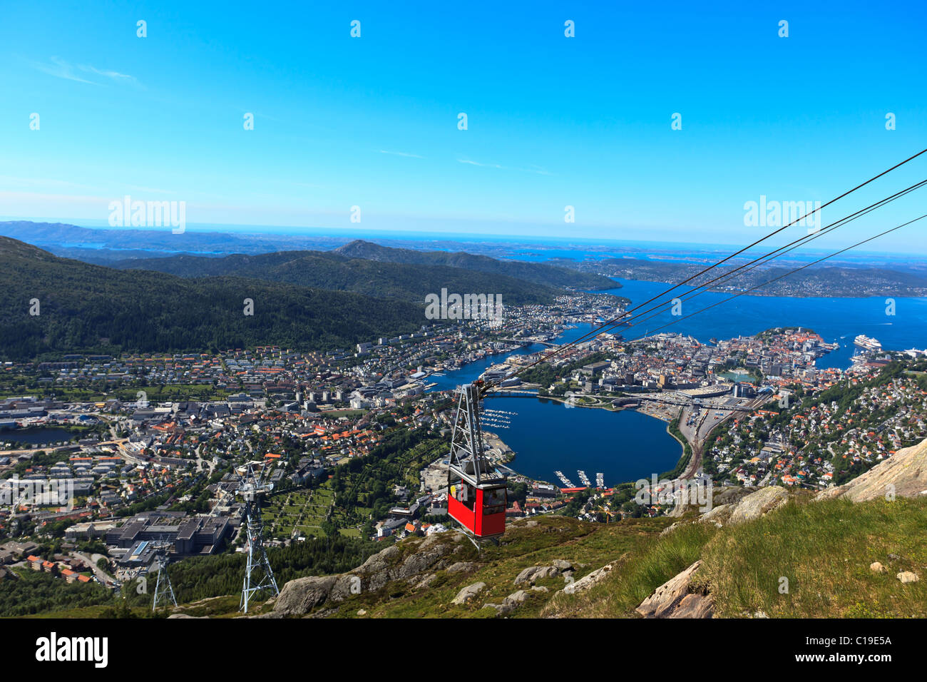 Ulriken Aerial Tramway in Bergen, Norwegen Stockfoto