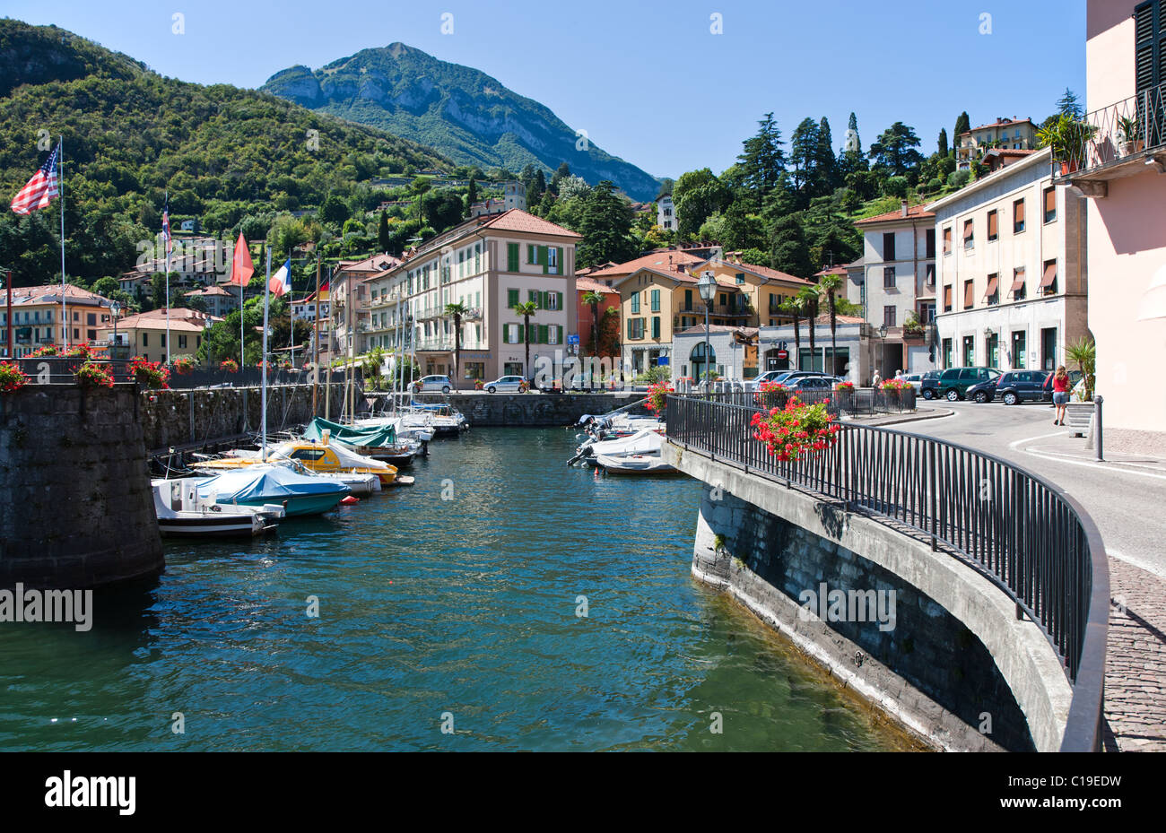 Italien, Comer See, der Hafen von Lenno Stockfoto