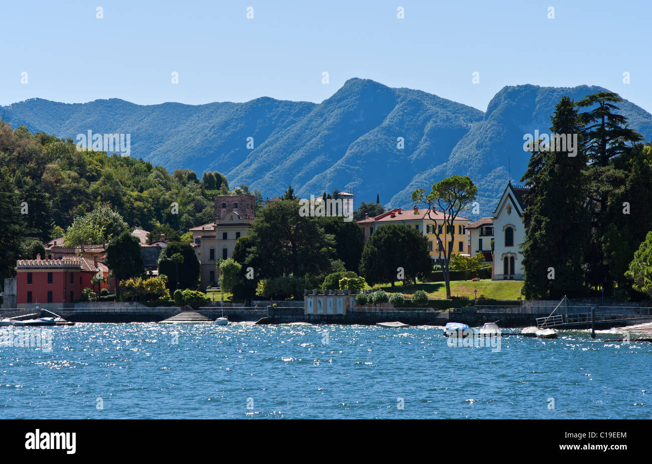 Italien, Comer See, Blick von Lenno am Seeufer Stockfoto