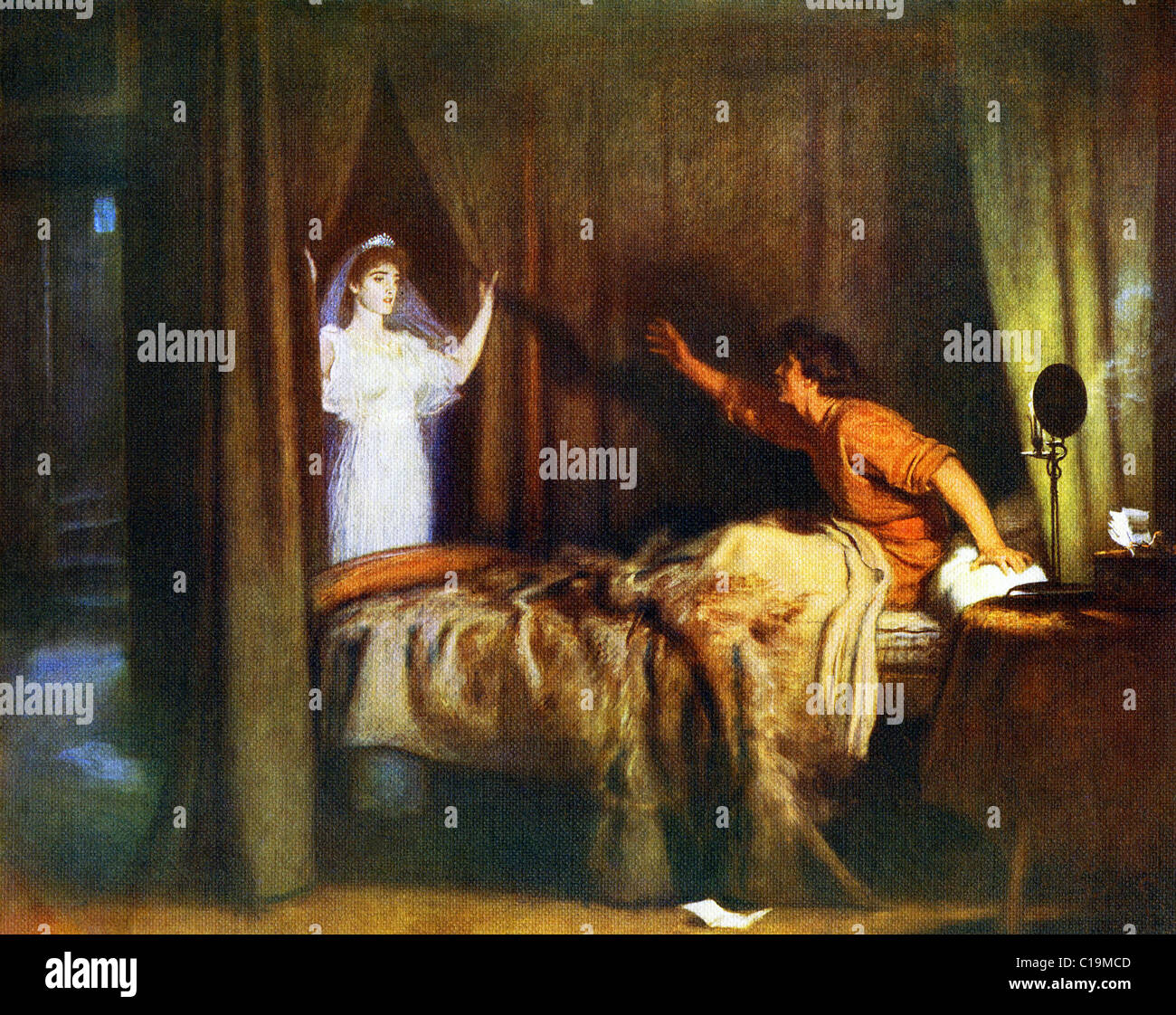 Dieses Gemälde mit dem Titel "sprechen! Sprechen "erfolgte im Jahre 1895 durch Sir John Everett Millais, englischer Maler und Illustrator. Stockfoto