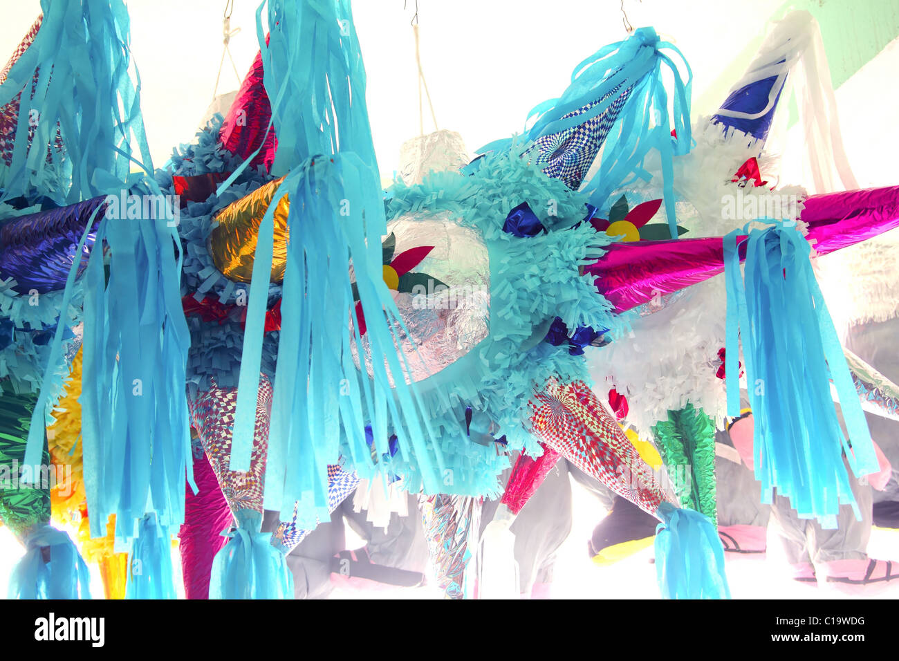 Pinatas Sterne Form traditionelle mexikanische Party bunte Feier Stockfoto