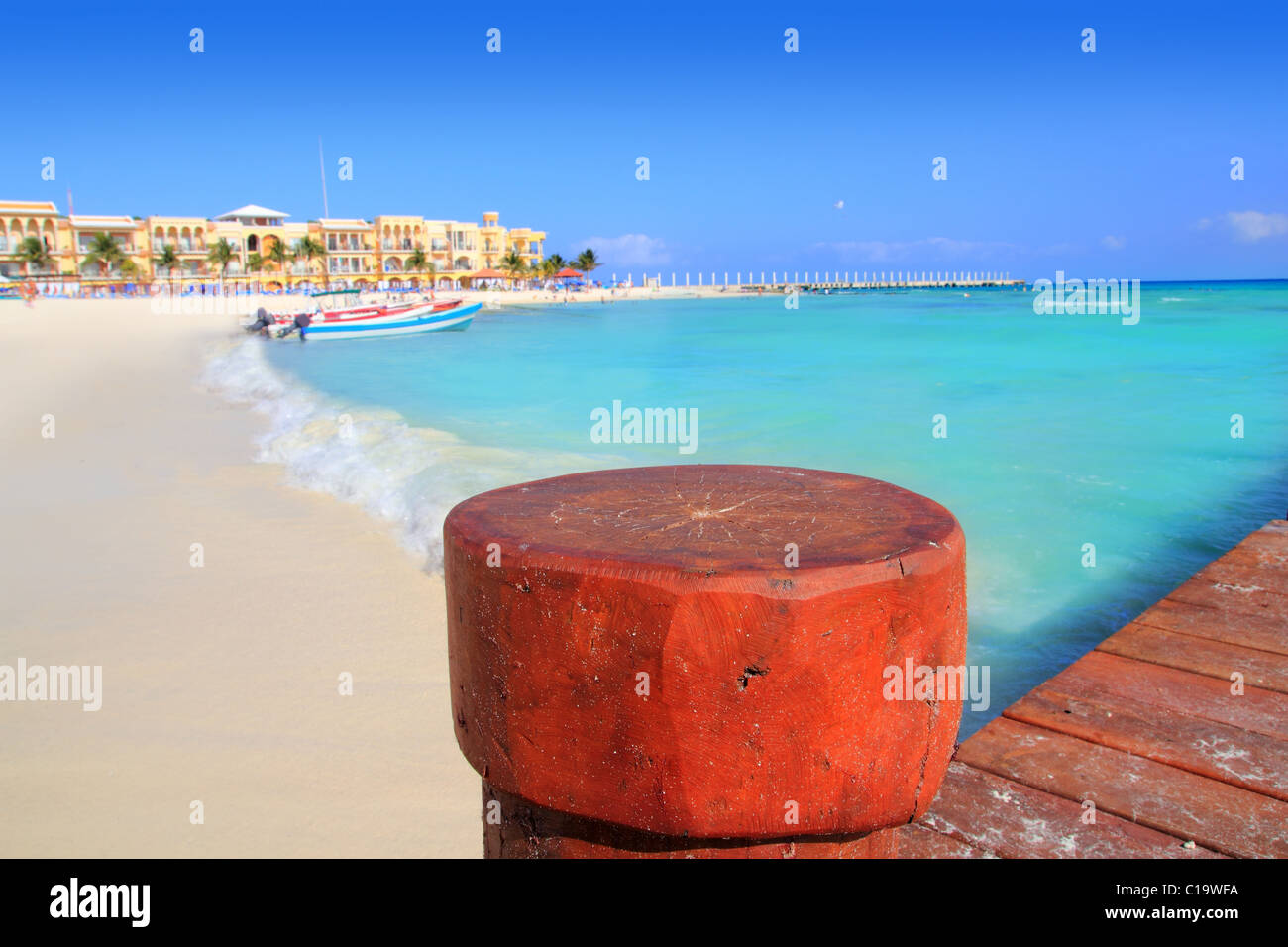 Playa del Carmen Mexiko Maya Riviera Beach Boote Karibik Stockfoto