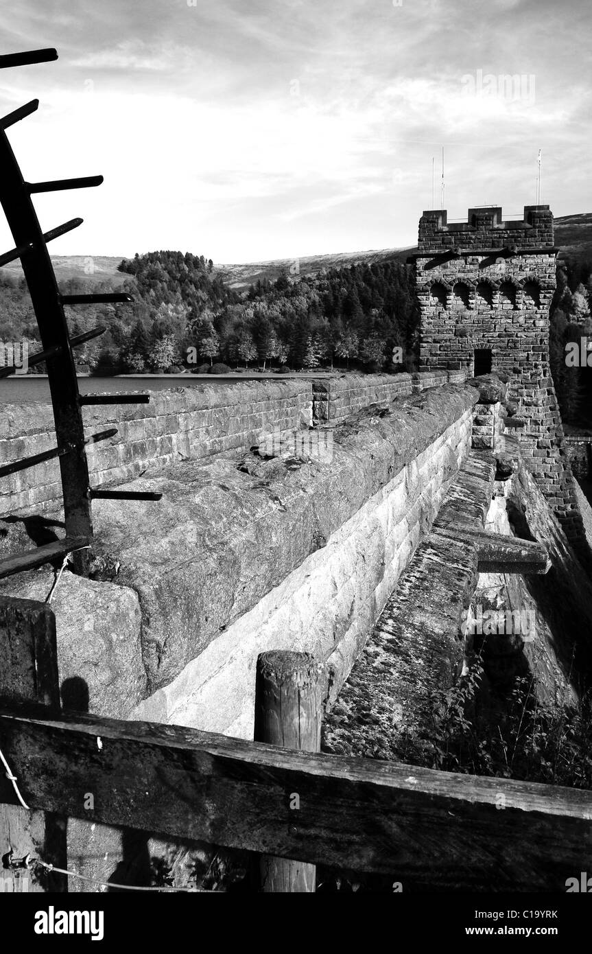 Derwent Reservoir Derbyshire Mono Chrom Stockfoto