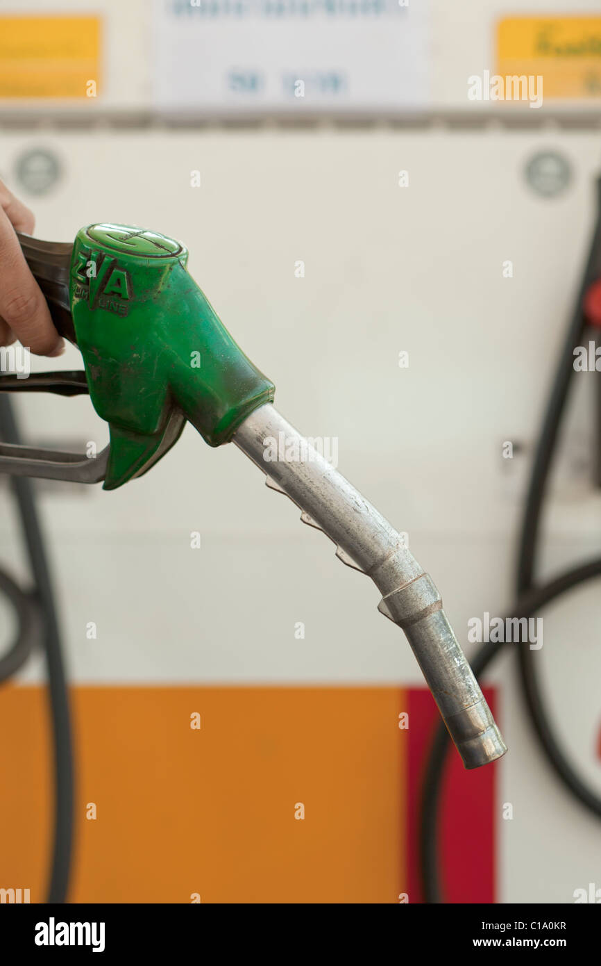 Benzin-Pumpe-Düse Stockfoto