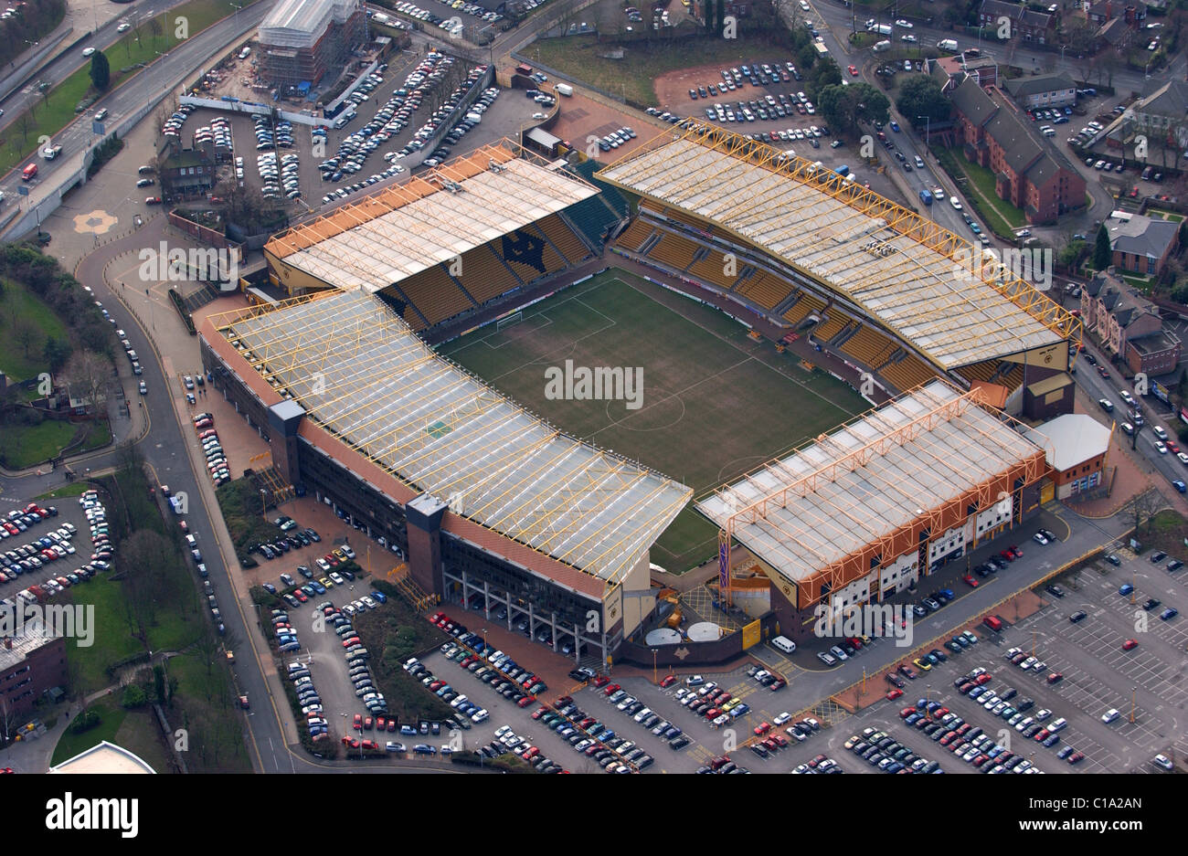 Luftaufnahme der Wolverhampton Wanderers Football Club Molineux Stadium Stockfoto