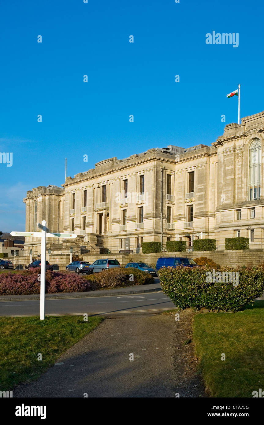 Außenansicht der National Library of Wales Aberystwyth Ceredigion Cardiganshire Mid Wales UK Vereinigtes Königreich GB Großbritannien Stockfoto