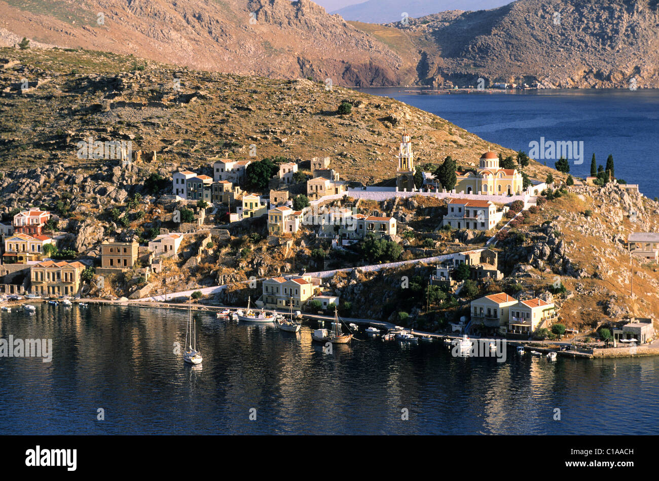 Griechenland, die Insel Symi, Dodekanes Nos in der Umgebung von Hafen Gialos Stockfoto