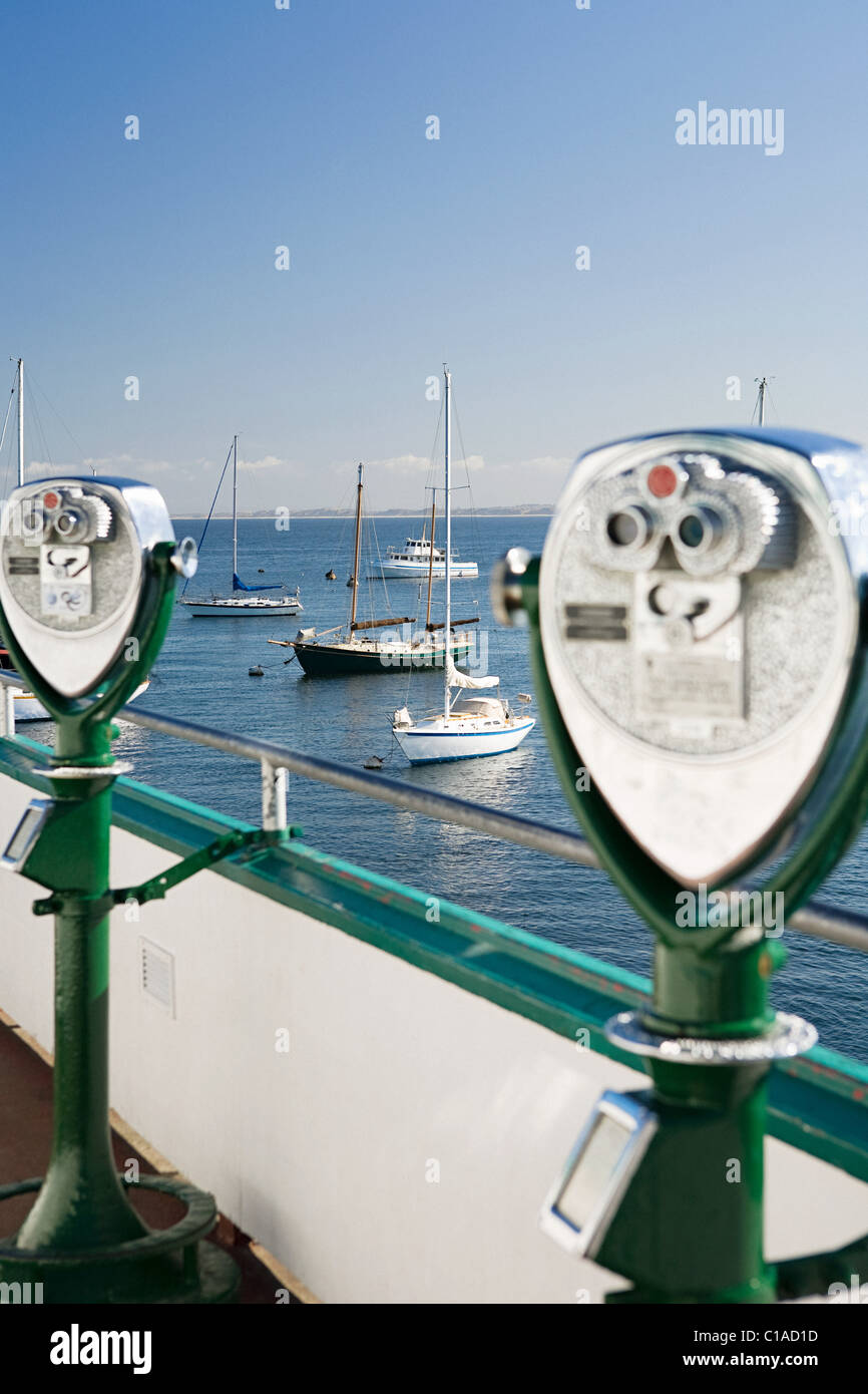 Münz-Fernglas im Hafen, Monterey, Kalifornien, USA Stockfoto