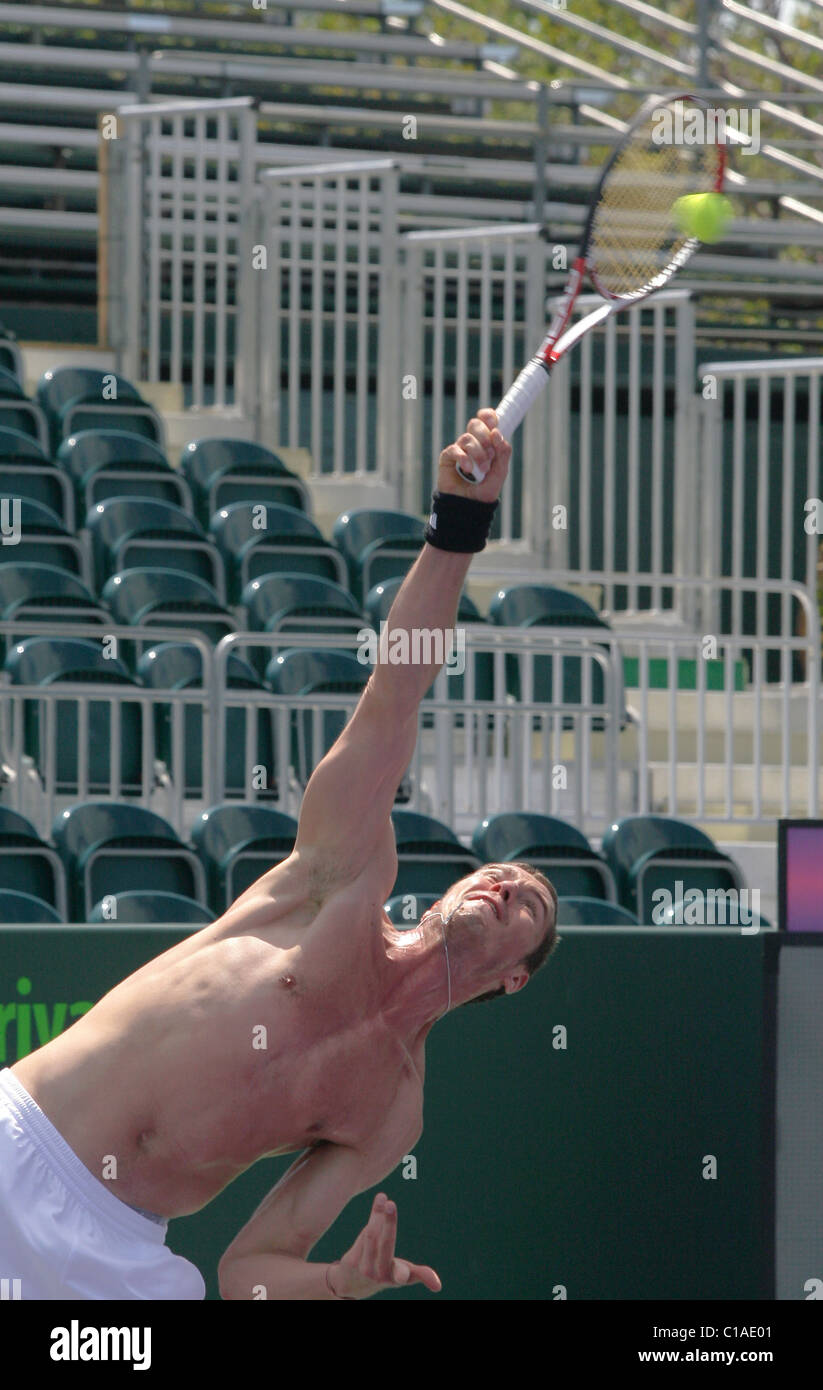 Marat Safin Praxis für den Sony Ericsson Open Key Biscayne, Florida - 23.03.09: Stockfoto