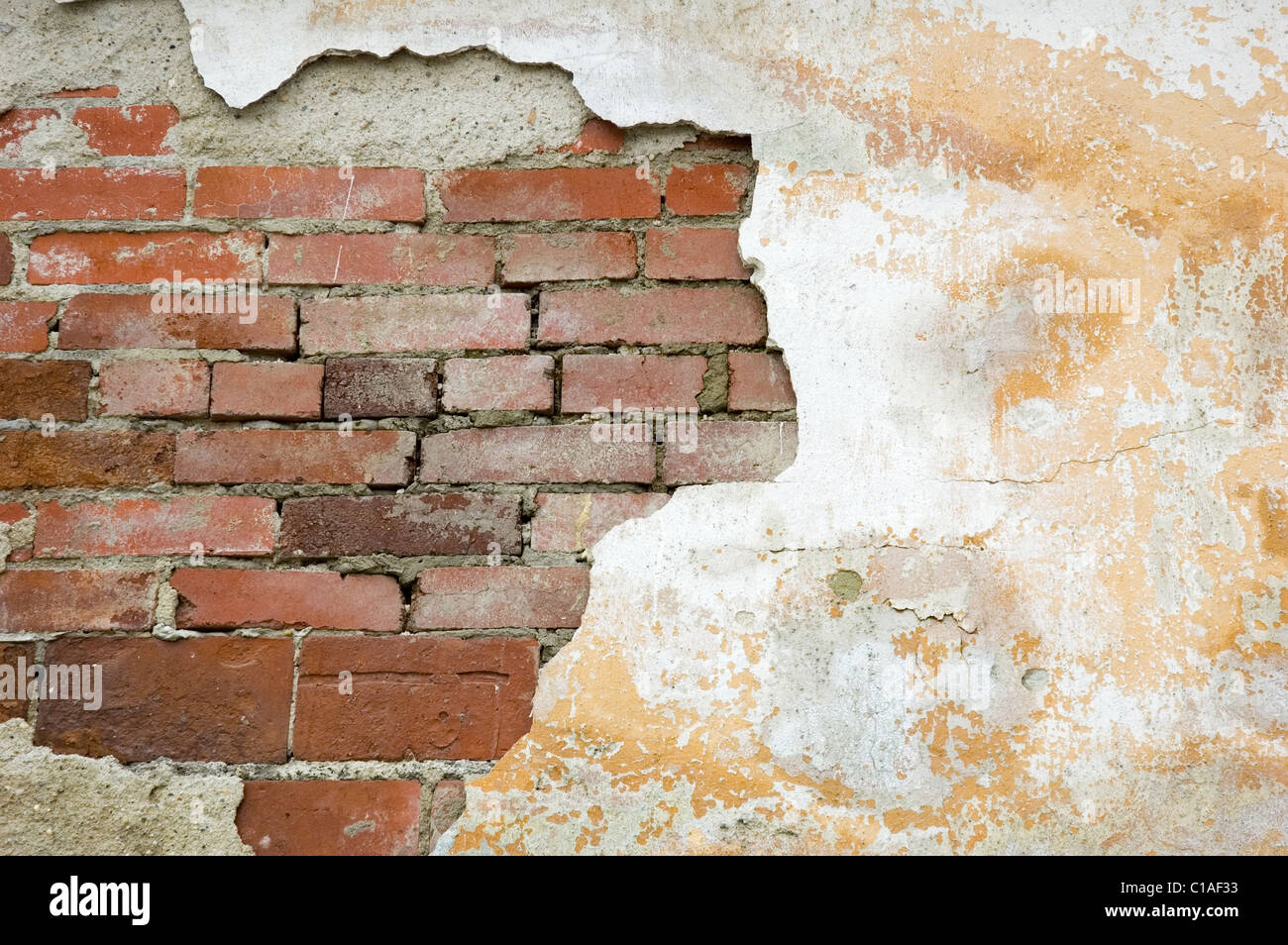 Pause auf der weißen Wand - altes Mauerwerk Stockfoto