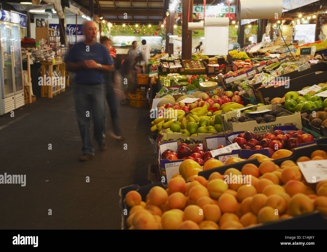 Obst-Stände in Fremantle Market, Fremantle, Western Australia, Australien Stockfoto