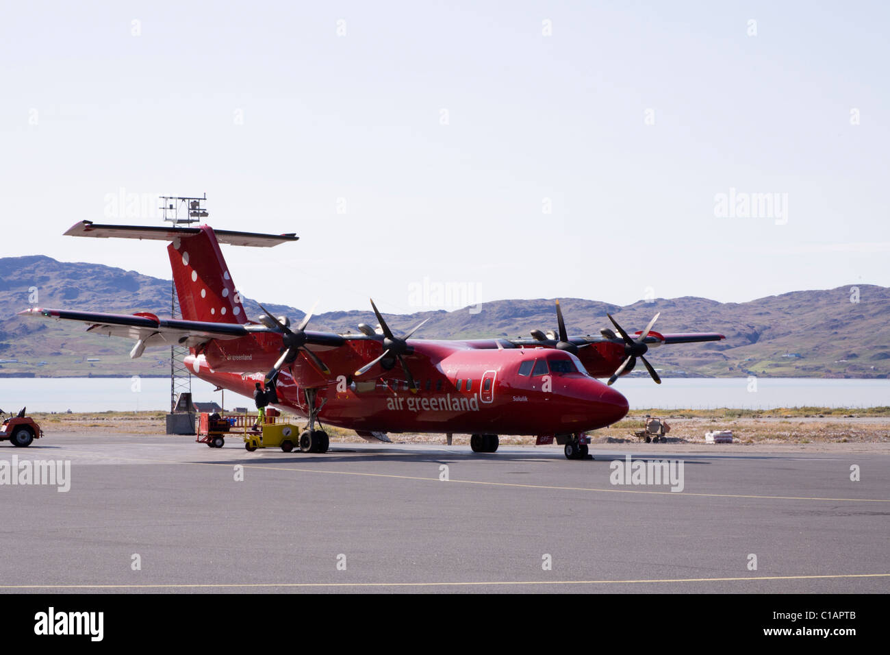 Grönland-Flugzeug am Narsarsuaq Flughafen Süd-Grönland Stockfoto