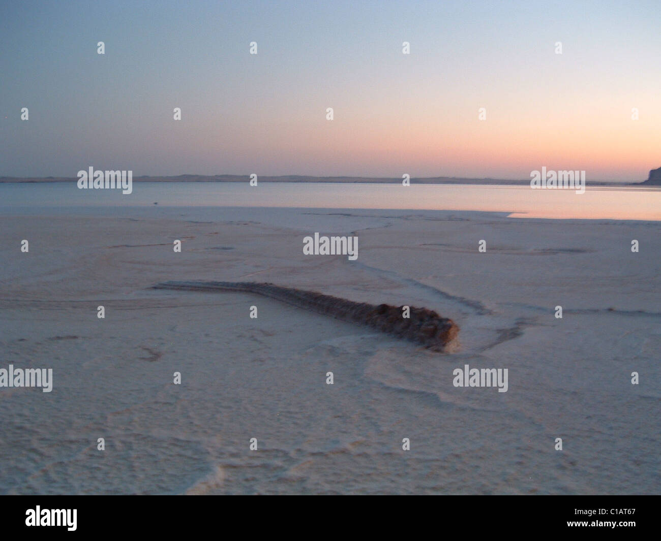 Der See in der Oase Siwa, eine isolierte Oase im zentralen Nordwesten der ägyptischen Wüste Sahara, nahe der Lehmziegel-Schali Stadt Stockfoto