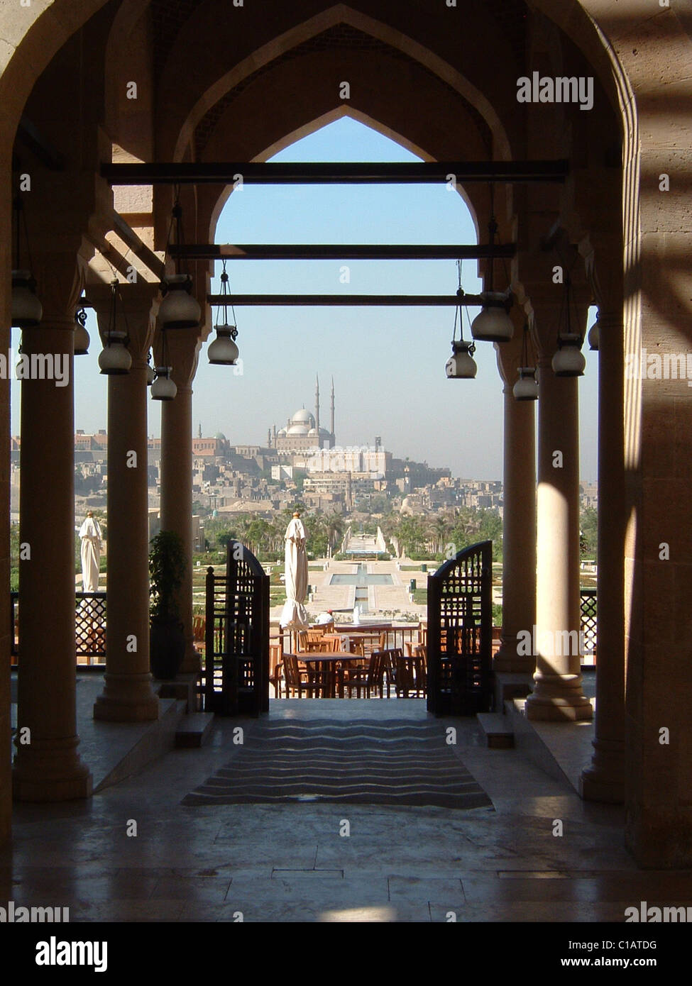 Ein Blick auf die Zitadelle aus dem Azhar Park. Stockfoto