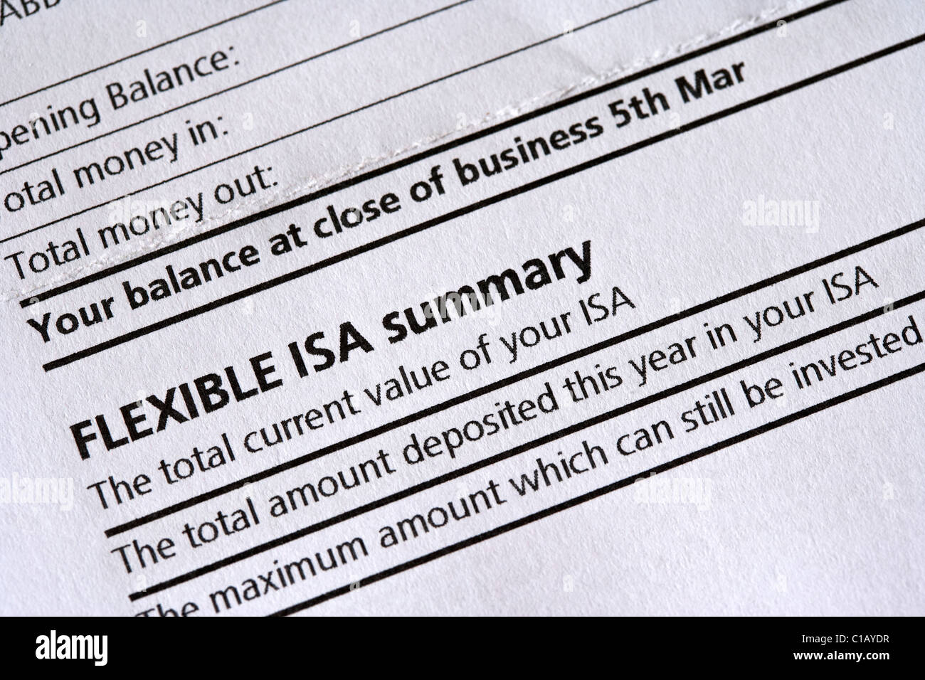 jährliche Erklärung der ISA im März Stockfoto
