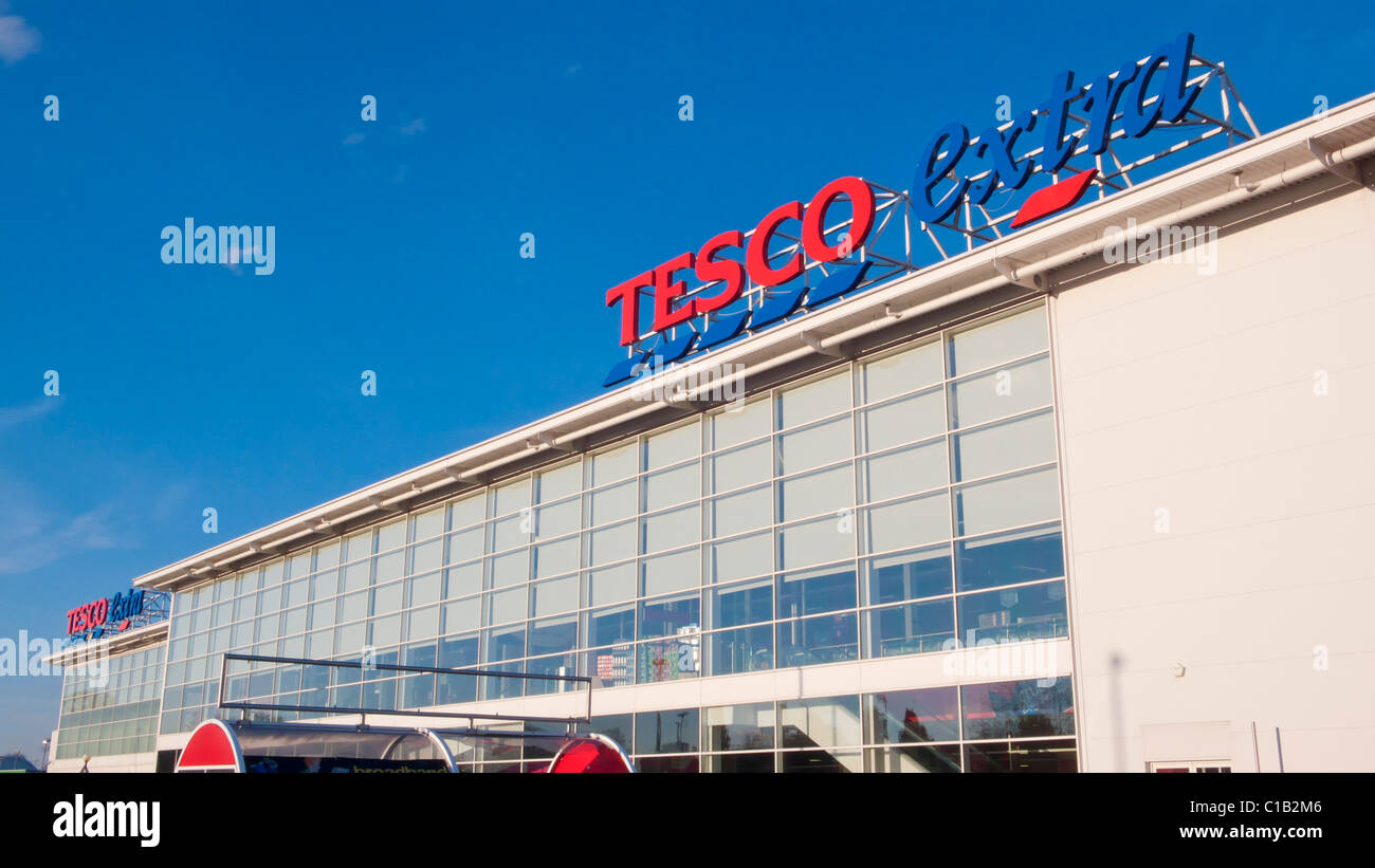 Tesco Extra Supermarkt Long Eaton Stadt Derbyshire Nottinghamshire England UK GB EU Europa Stockfoto
