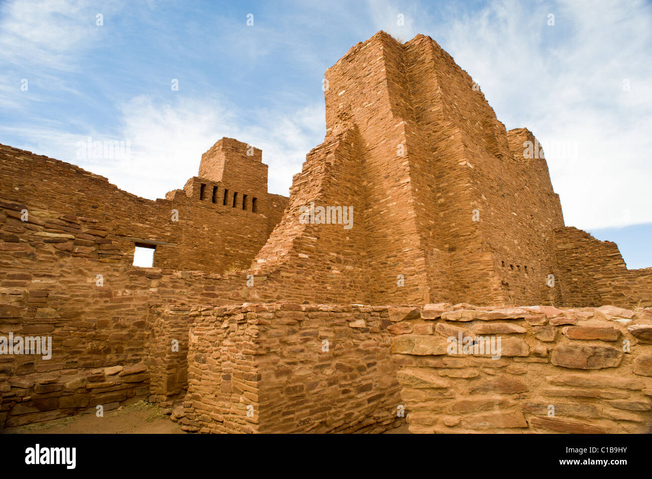 Die Quarai Pueblo-Ruinen, Salinas Pueblo Missionen Nationalmonument, an Quarai, New Mexico. Stockfoto