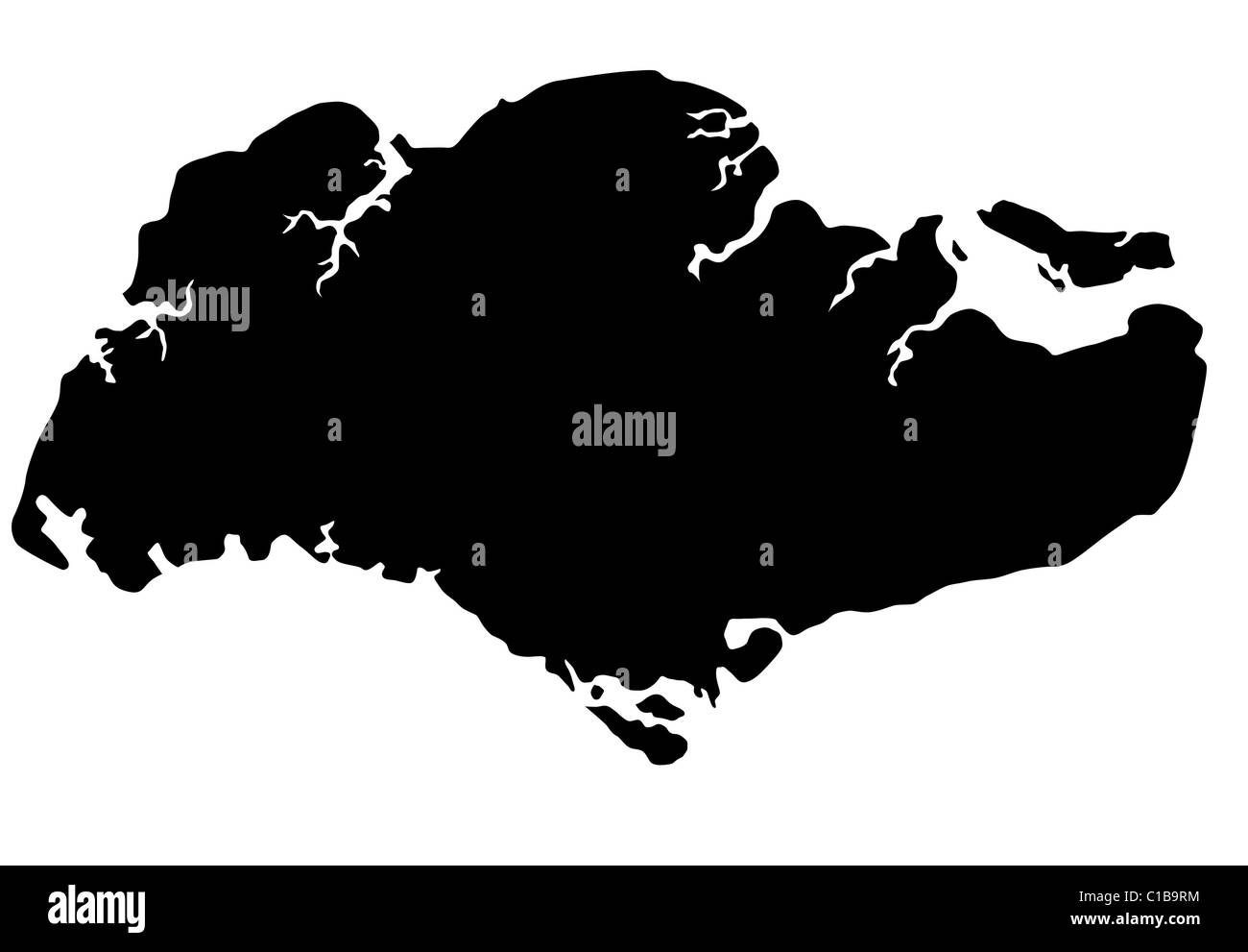 Republik Singapur Karte Umriss Silhouette Abbildung Stockfoto