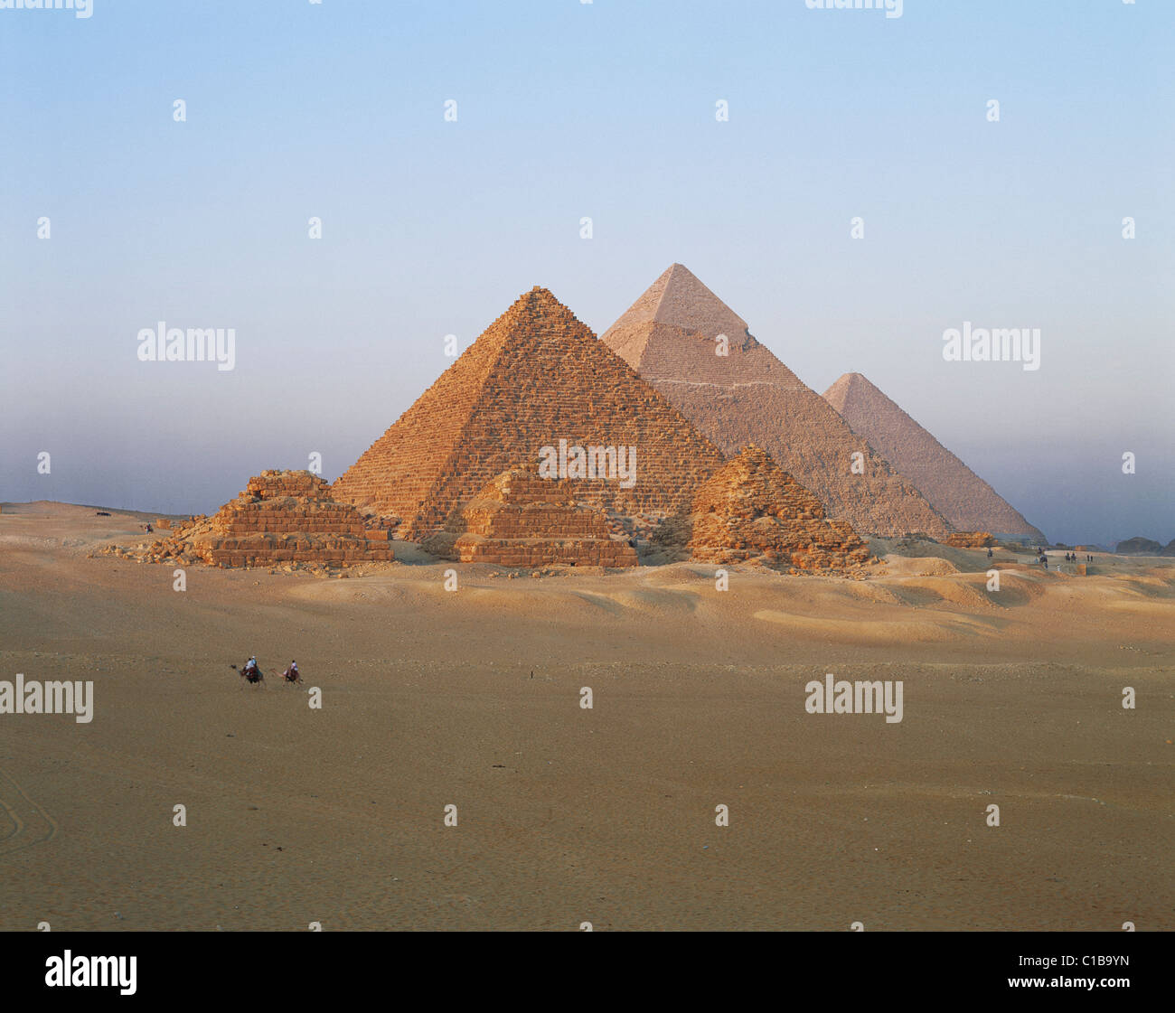 Die Pyramiden-Ägypten bei Sonnenuntergang, Nordafrika Stockfoto