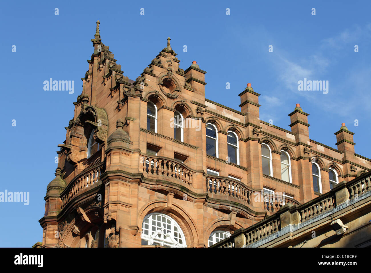 Detail des Gebäudes der North British Rubber Company, Buchanan Street, Glasgow City Centre, Schottland, Großbritannien Stockfoto