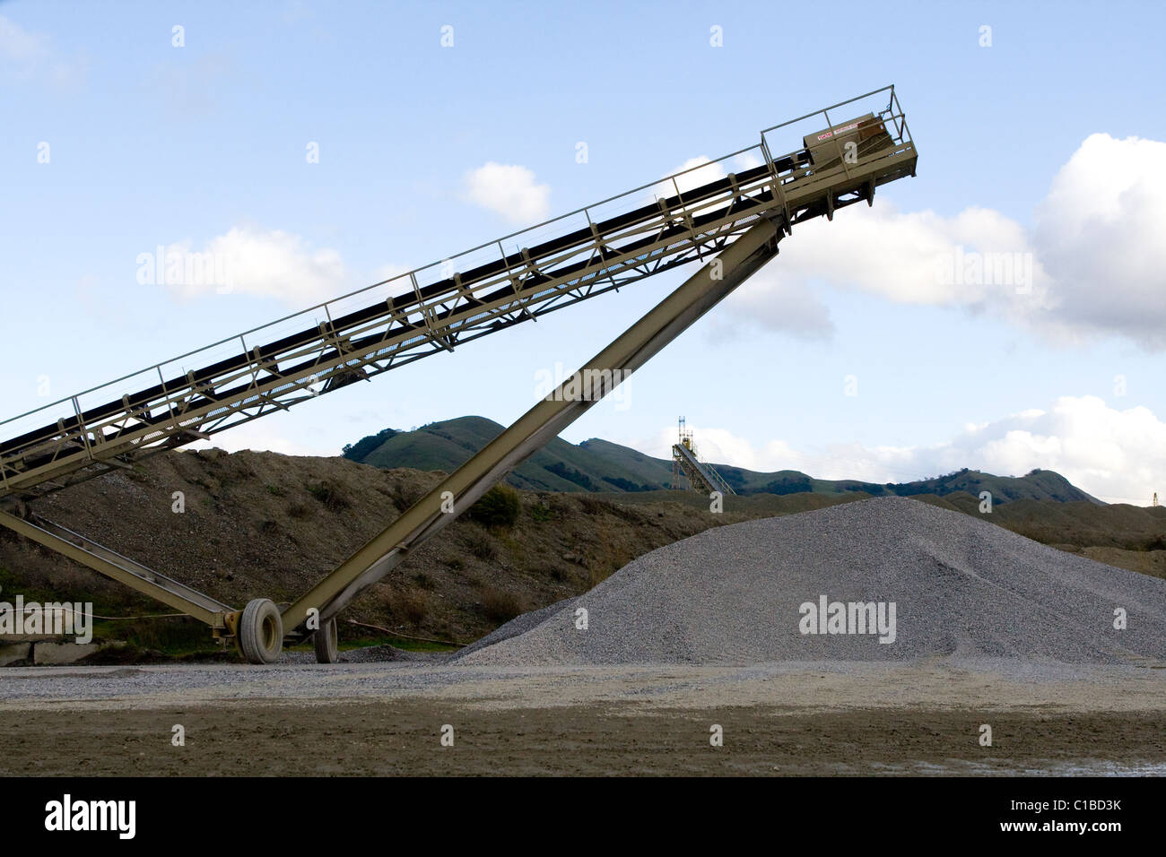 Eine Kies-Bergbau-Fabrik. Stockfoto