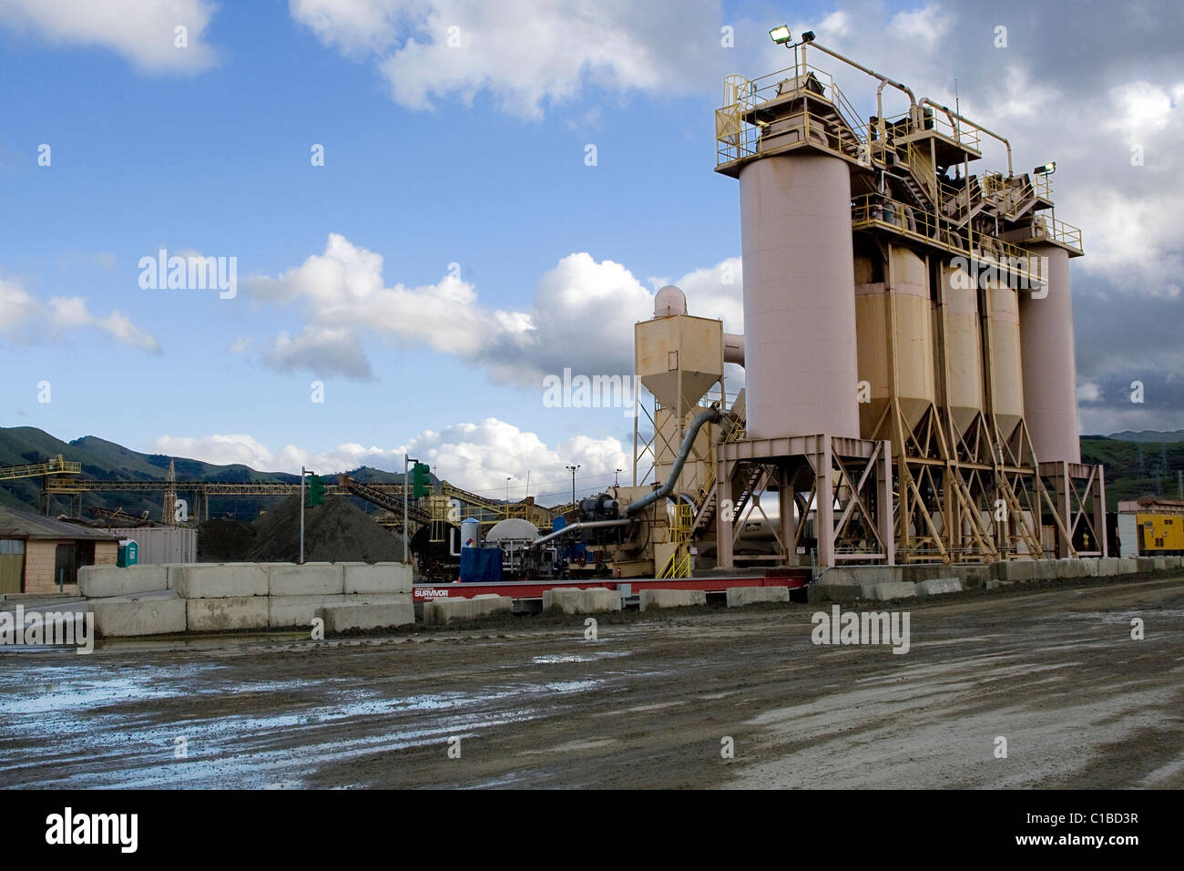 Eine Kies-Bergbau-Fabrik. Stockfoto