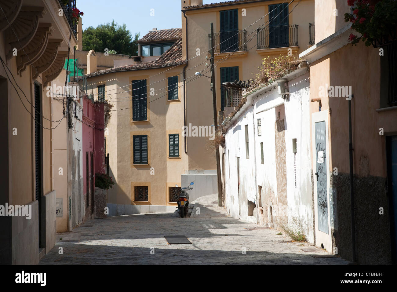 Altstadt von Palma de Mallorca Mallorca Balearen alte Haus Gebäude Bezirk es Jonquet Spanien Architektur Stockfoto