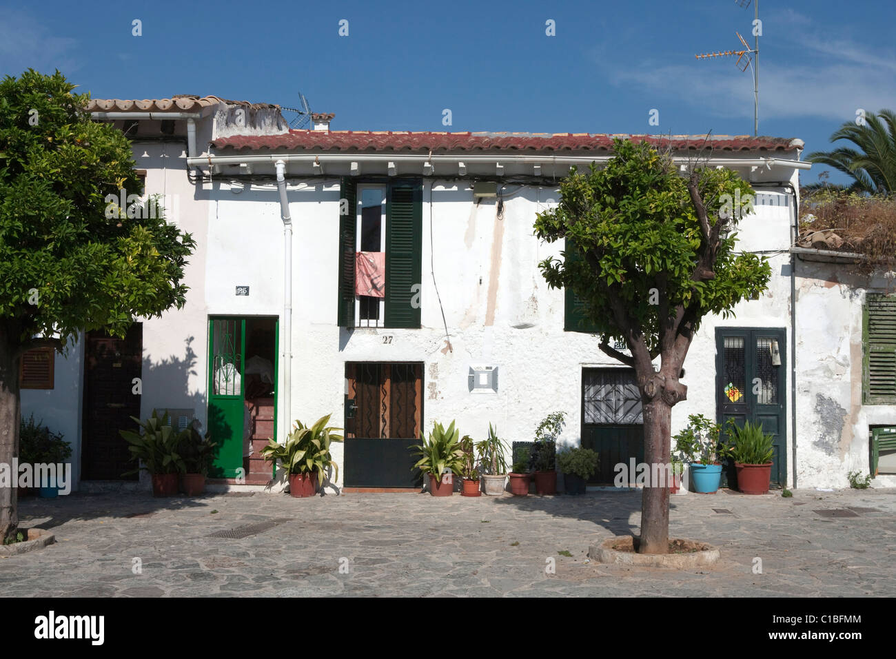 Palma de Mallorca Mallorca Balearen alte Gebäude Bezirk es Jonquet alte Stadt Spanien Architektur Hausbau Stockfoto