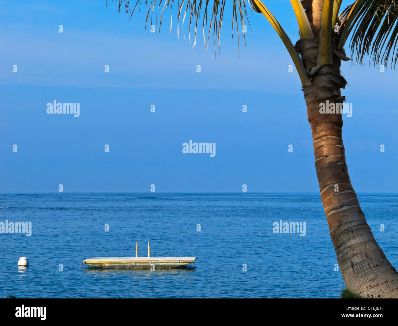 Ein Schwimmen Floß schwimmt in der Kahuwai Bay in Kona. Stockfoto