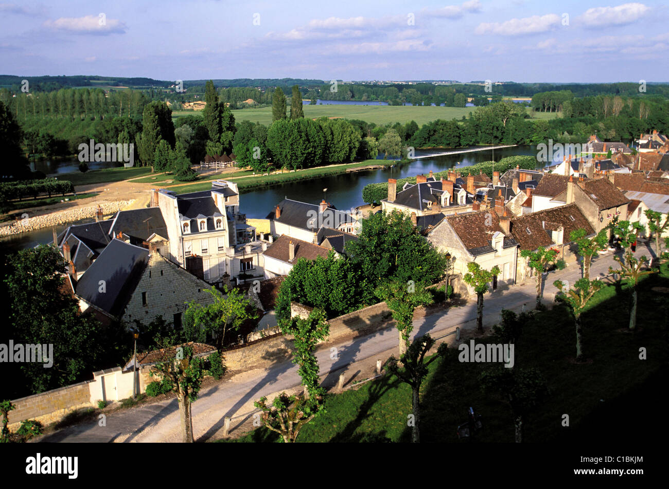 Frankreich, Loir et Cher, das Tal des Flusses Cher, Saint-Aignan Sur Cher, gesehen von der Burg Stockfoto