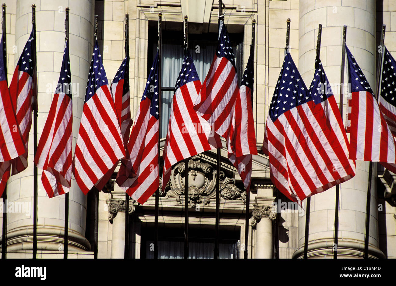 USA, California, San Francisco, amerikanische Flaggen Stockfoto