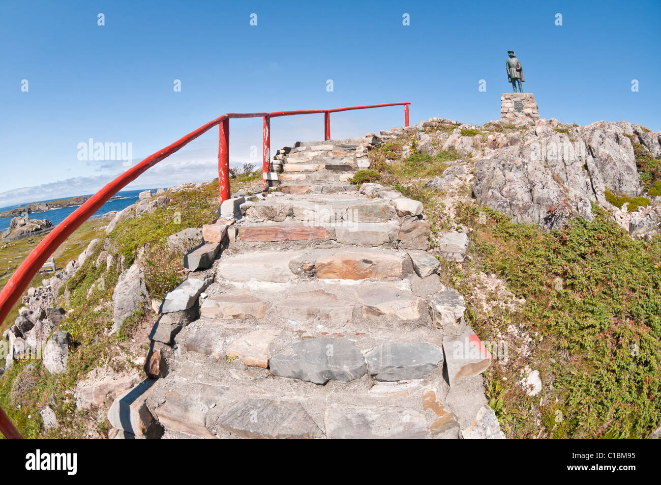 Statue von John Cabot, Cape Bonavista, Halbinsel Bonavista, Neufundland, Kanada Stockfoto